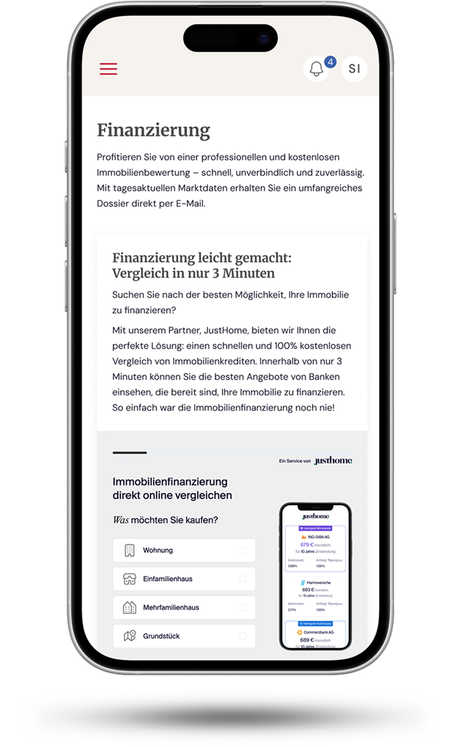 Finanzierung im Kundenportal
